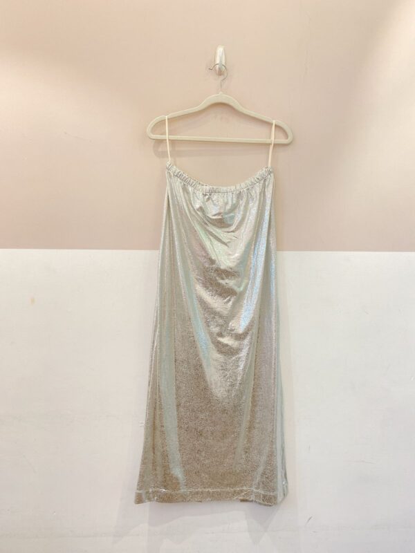 Saia midi metalizada prata Caché 40