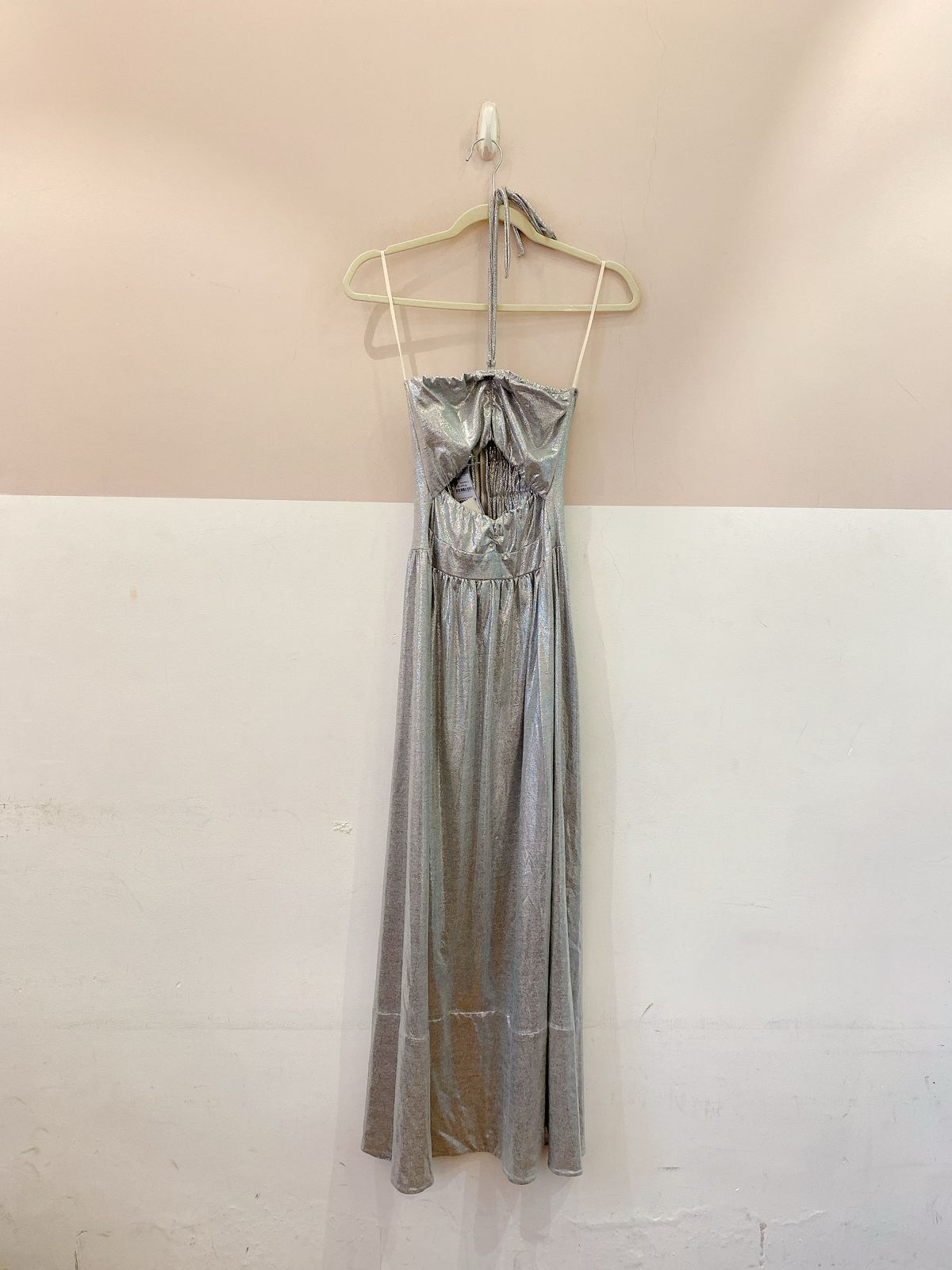 Vestido midi metalizado prata Caché M - Imagem 2