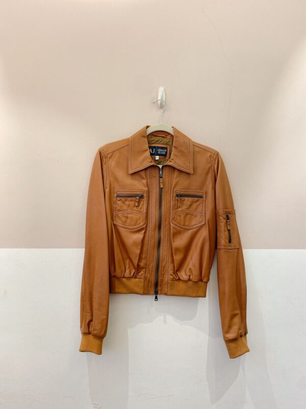 Jaqueta caramelo couro Armani Jeans P