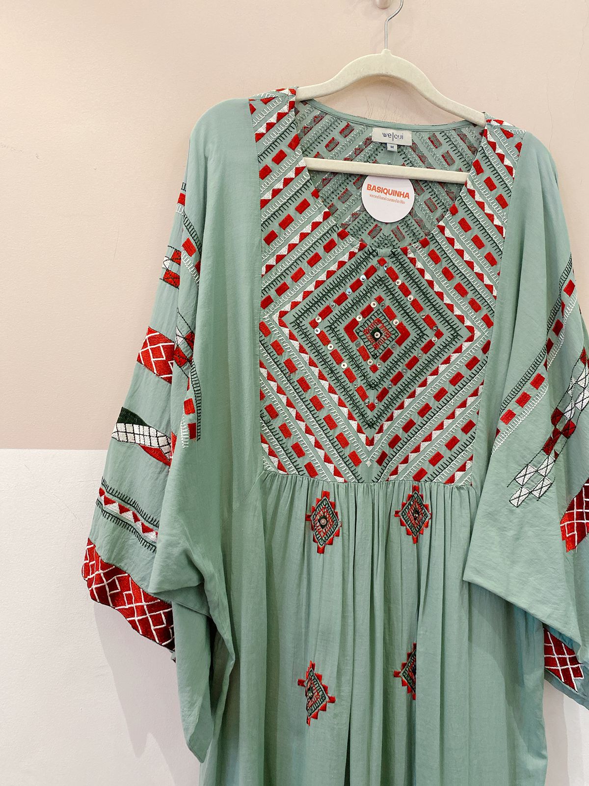 Vestido midi verde bordado We Oui M - Imagem 4