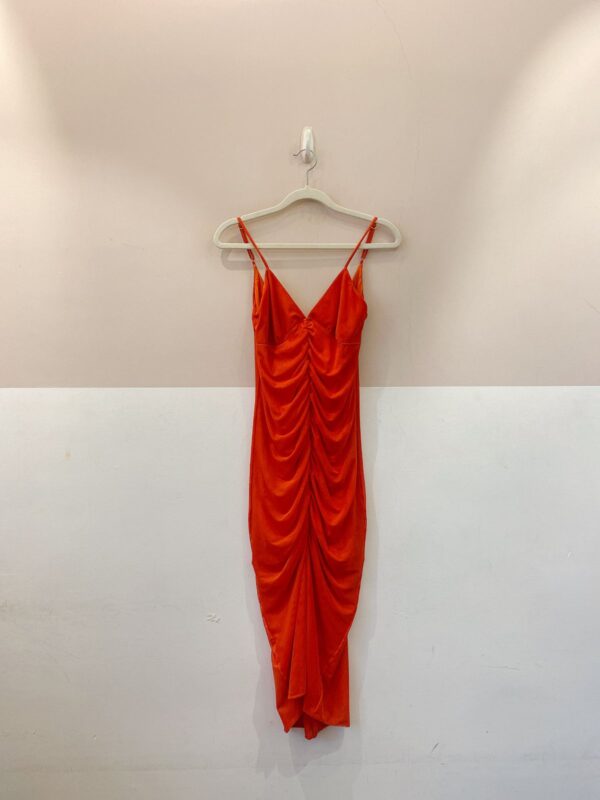 Vestido midi tule laranja franzido Vix P