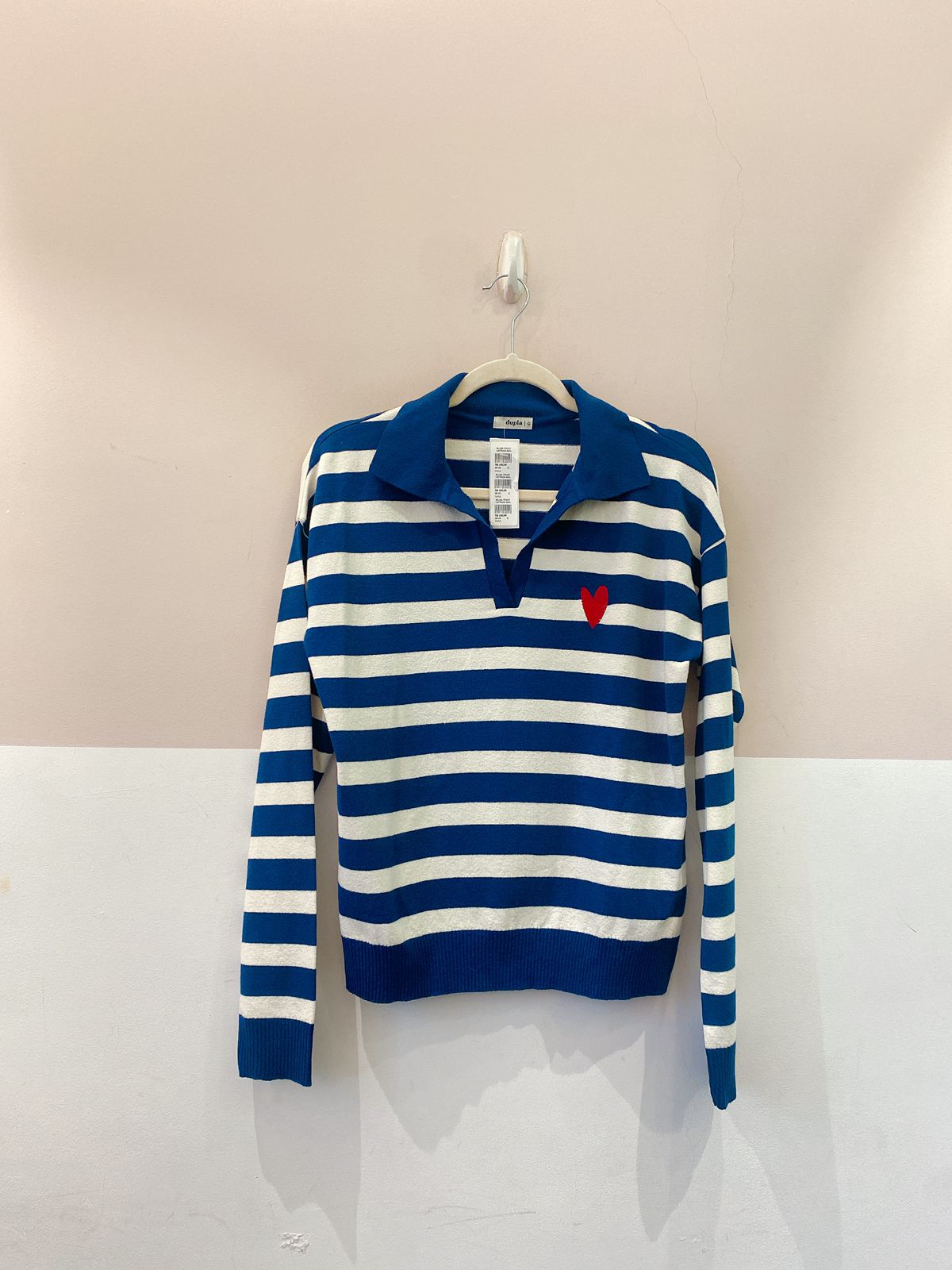 Blusa tricot listrada azul Dupla G - Imagem 2