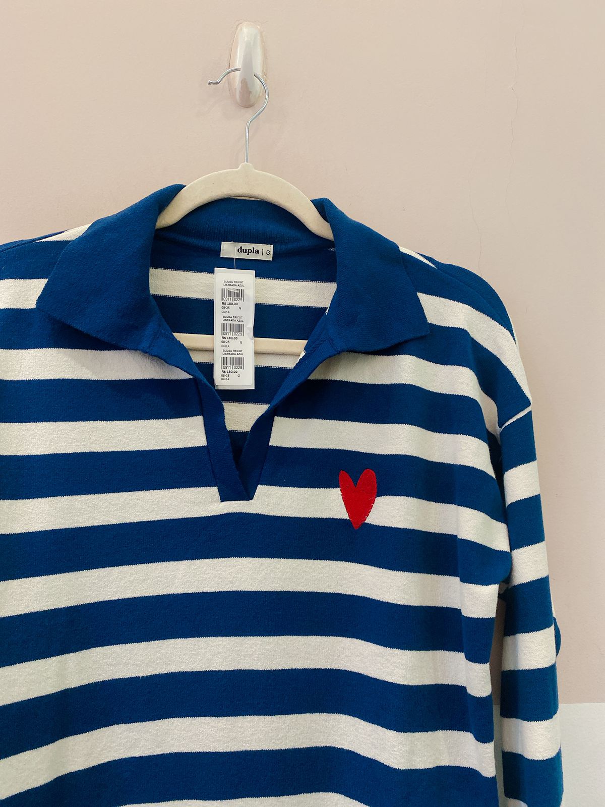 Blusa tricot listrada azul Dupla G - Imagem 4