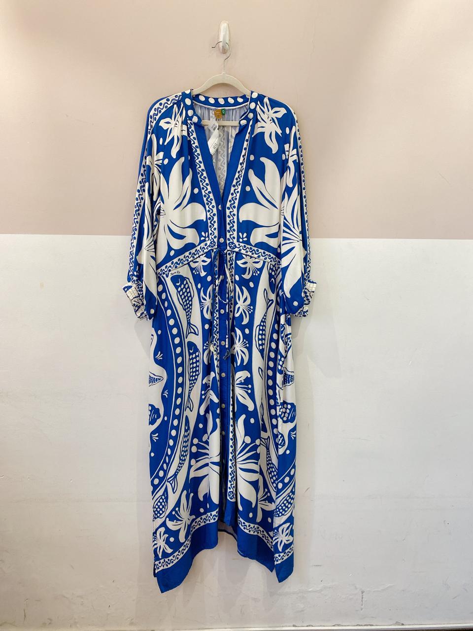 Vestido longo estampa azul Farm M - Imagem 2