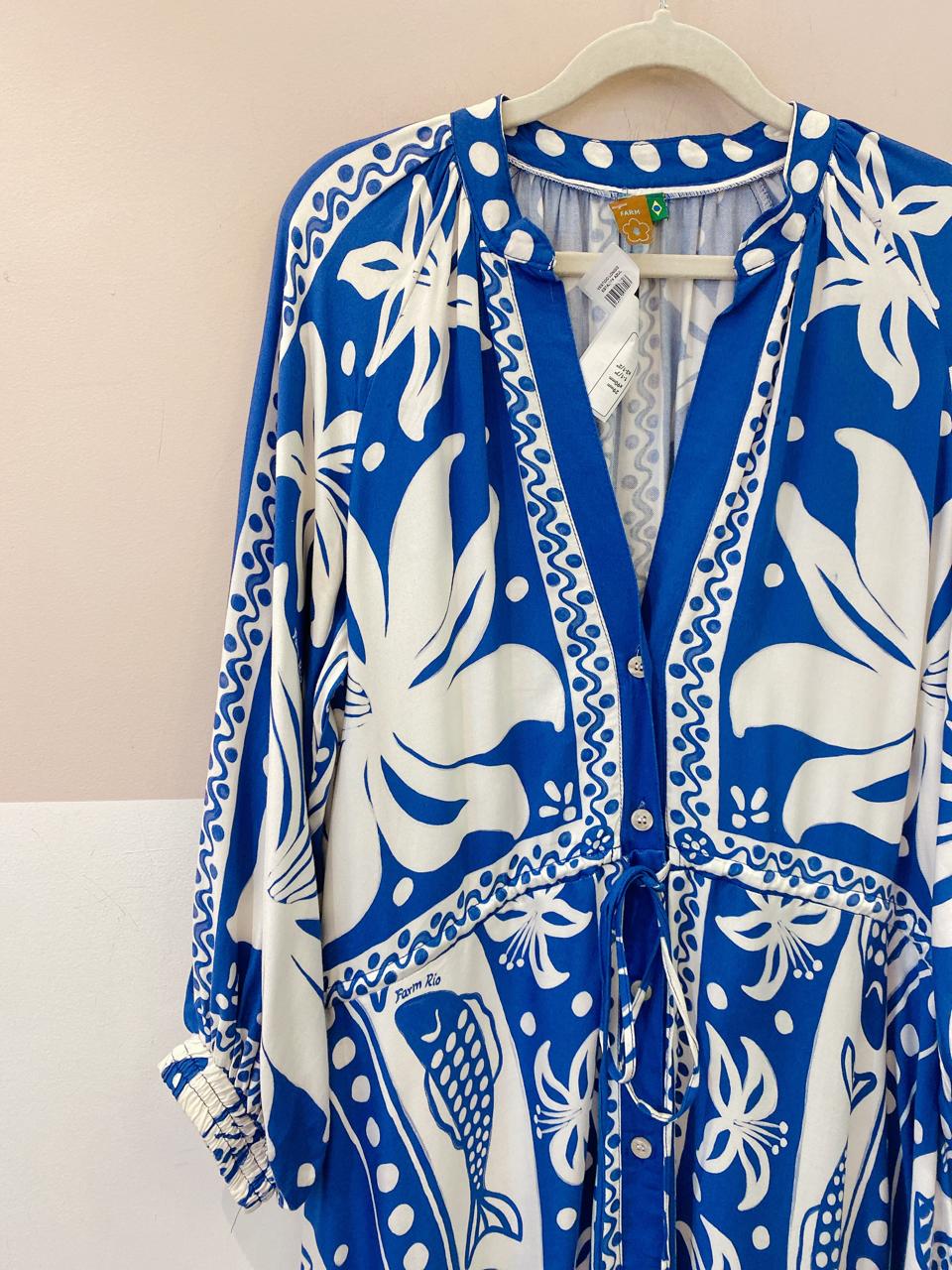 Vestido longo estampa azul Farm M - Imagem 4