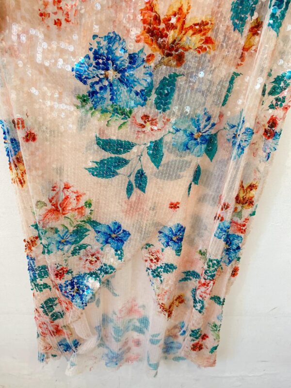 Vestido longo paetês flores Farm M - Imagem 5