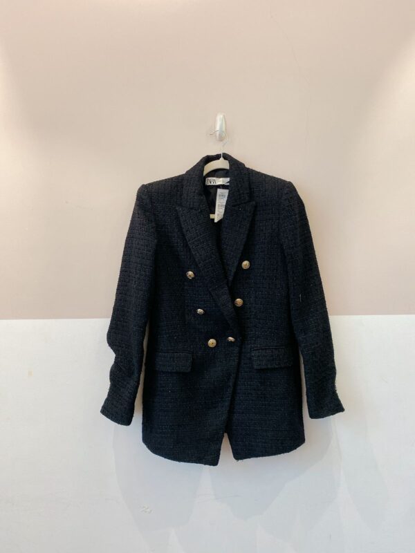 Blazer tweed preto Zara M