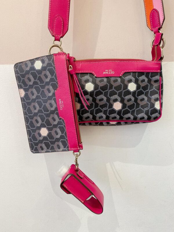 Bolsa estampada couro pink Arezzo - Imagem 3