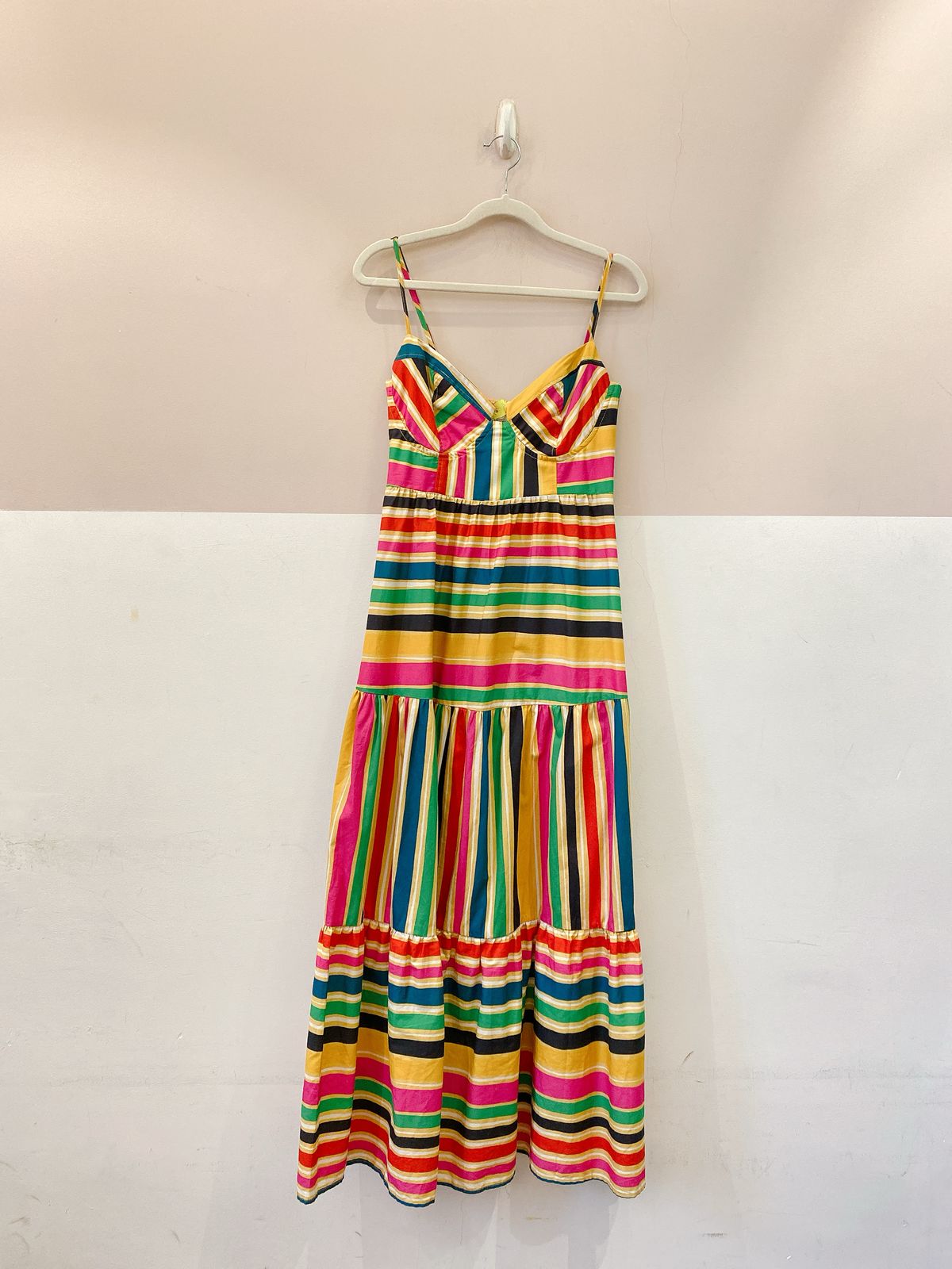 Vestido midi listrado colorido Farm G - Imagem 2
