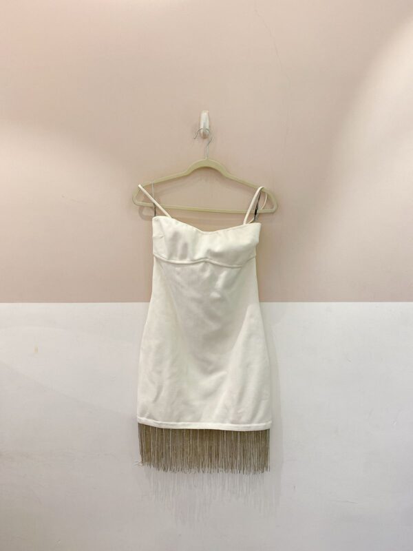 Vestido curto tricot franja Eugênia Sanson M