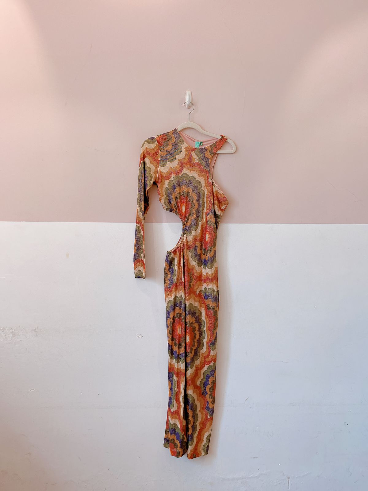 Vestido midi recortes luréx Farm G