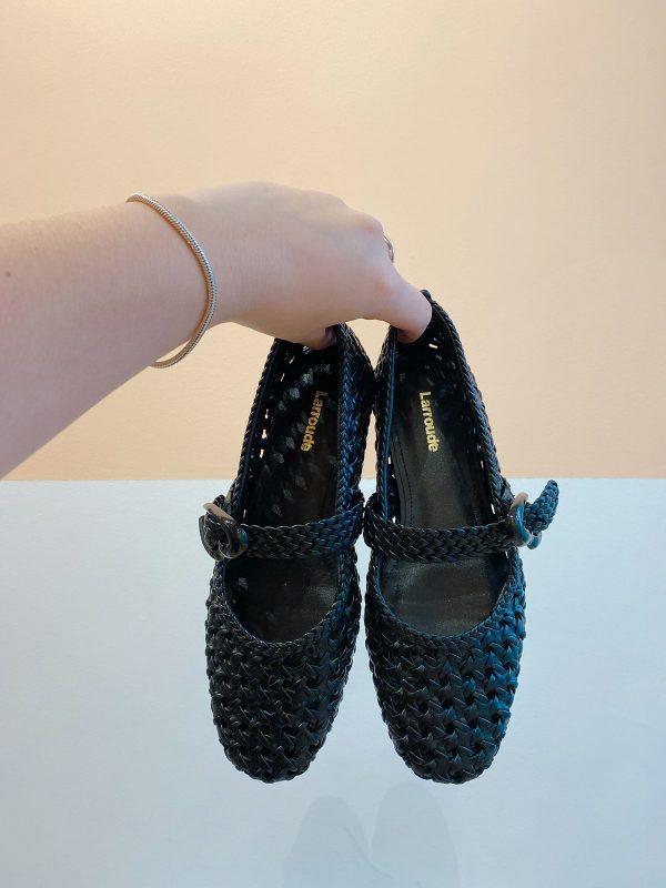 Sapatilha preta tresse couro Larroude 35