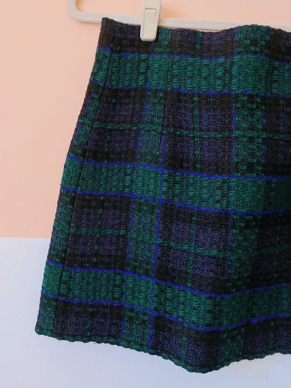 Saia verde tweed botões Zara P - Imagem 3